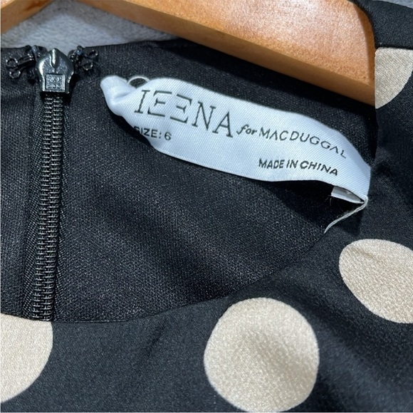 Mac Duggal 26572 Polka Dot Maxi Dress Size 6 Puff Sleeve Slit Gown Black - Picture 5 of 10